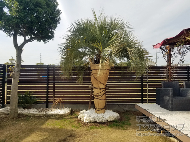 埼玉県八潮市ののフェンス・柵 モクアルフェンス 横板タイプ 2段支柱 自立建て用 施工例