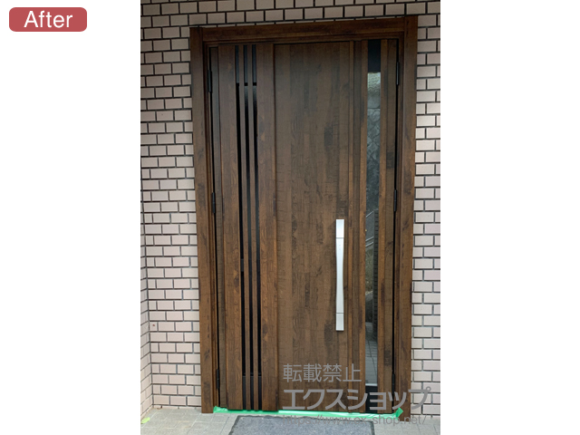 兵庫県宝塚市のLIXIL リクシル（トステム）の玄関ドア リシェント玄関ドア3 断熱K4仕様 親子様(ランマ無)L M83型 ※タッチキー仕様（キー付リモコン） 施工例