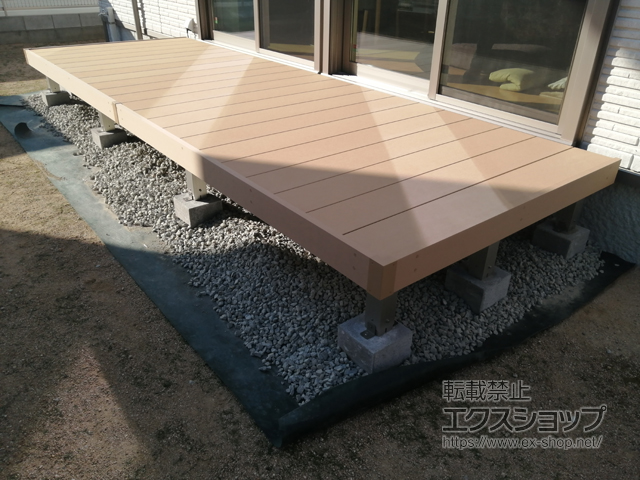 兵庫県三木市ののウッドデッキ リウッドデッキ 200＋独立式リウッドステップ2型×1セット 施工例