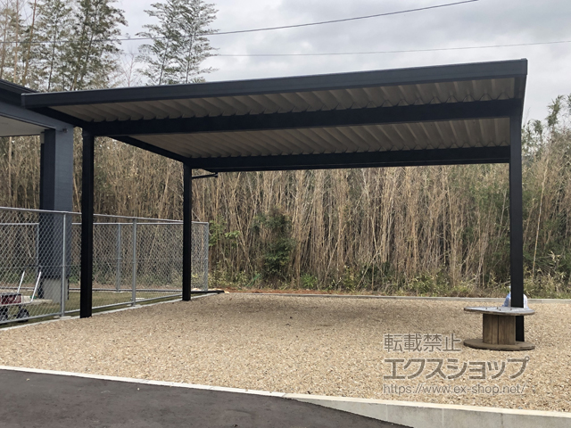 福岡県糸島市のLIXIL リクシル（トステム）のカーポート テリオスポートIII 900 2台用 角柱4本柱 積雪〜30cm対応 施工例