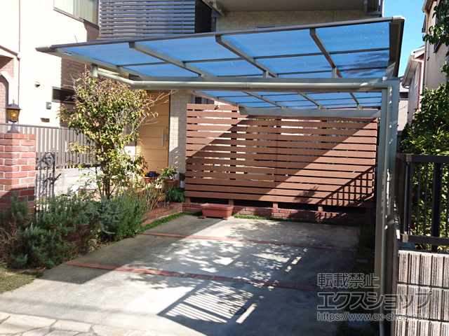 東京都多摩市ののカーポート ニューマイリッシュ 逆勾配 前下がり 積雪〜20cm対応 施工例