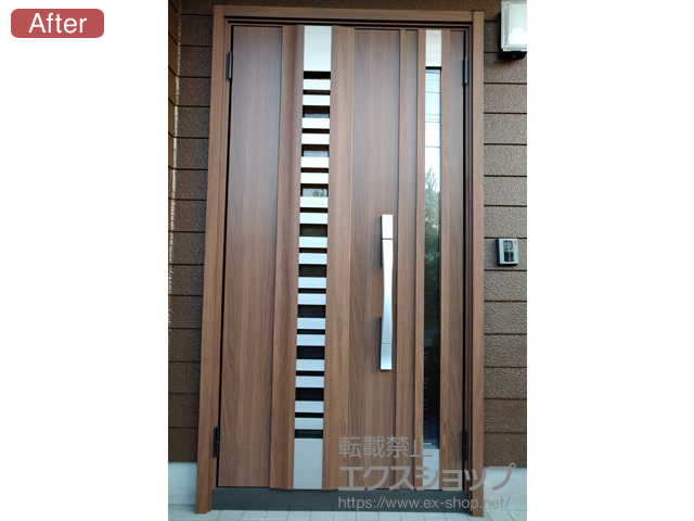 神奈川県横須賀市のLIXIL リクシル（トステム）の玄関ドア リシェント玄関ドア3 断熱K4仕様 親子仕様(ランマ無)L G82型 ※タッチキー仕様（キー付リモコン） 施工例