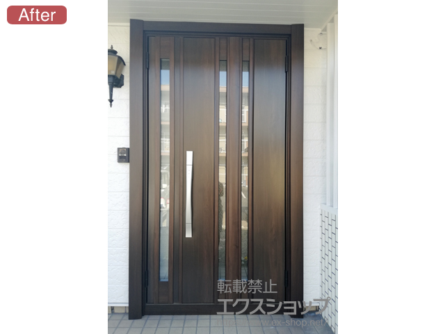 愛知県東海市のLIXIL リクシル（トステム）の玄関ドア リシェント玄関ドア3 断熱K4仕様 親子仕様(ランマ無)R G15型 ※タッチキー仕様（キー付リモコン） 施工例