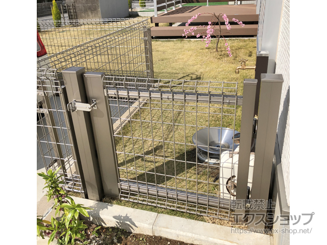 千葉県野田市のの門扉 ユメッシュHR型門扉 片開き アルミ角型門柱 施工例