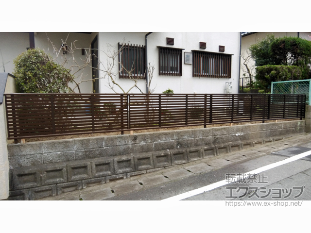 福岡県筑紫野市ののフェンス・柵 シンプレオフェンス3型 横太格子 自由柱施工 施工例