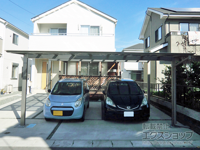 静岡県沼津市ののカーポート ネスカF (フラットスタイル) ワイド 積雪〜20cm対応 施工例