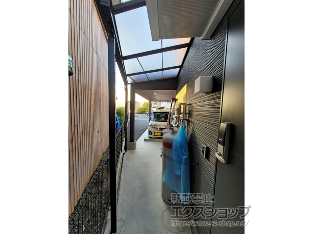 愛知県津島市ののテラス屋根 スピーネ F型 テラスタイプ 単体 積雪〜20cm対応※正面台形納まり 施工例