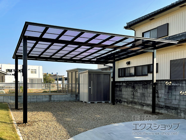 埼玉県熊谷市ののカーポート ネスカF (フラットスタイル) ワイド 積雪〜20cm対応 施工例