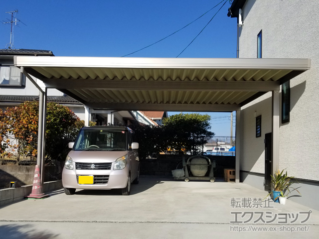 熊本県上益城郡御船町のLIXIL リクシル（トステム）のカーポート テリオスポートIII 900 2台用 角柱4本柱 積雪〜30cm対応 施工例