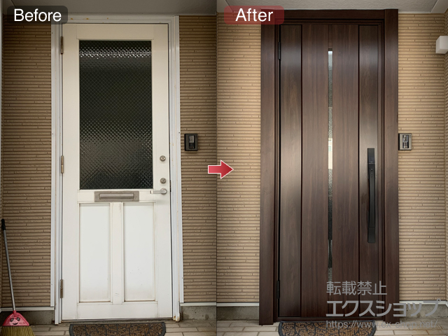 新潟県新潟市のLIXIL リクシル（トステム）の玄関ドア リシェント玄関ドア3 断熱K4仕様 片開き仕様(ランマ無)L M12型 ※タッチキー仕様(キー付リモコン) 施工例