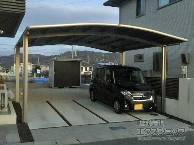 広島県呉市ののカーポート ネスカR (ラウンドスタイル) ワイド 積雪〜20cm対応 施工例