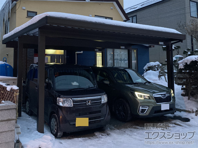 北海道札幌市ののカーポート ジーポートneo 2台用Aタイプ 角柱6本仕様 積雪〜150cm対応 施工例