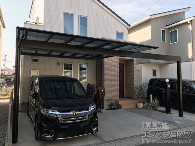 埼玉県さいたま市ののカーポート スカイリード 両側支持 ワイド2台用 積雪〜20cm対応/延長梁（1本/80） 施工例