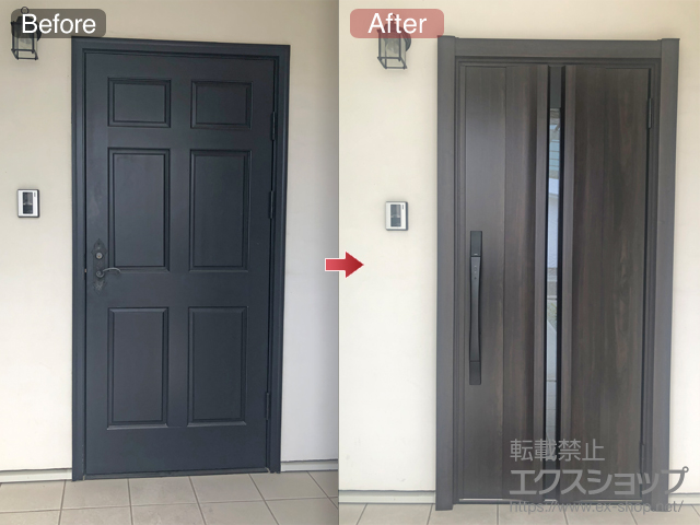 宮城県仙台市のLIXIL リクシル（トステム）の玄関ドア リシェント玄関ドア3 断熱K2仕様 片開き仕様(ランマ無)R G13型 ※タッチキー仕様(キー付リモコン) 施工例