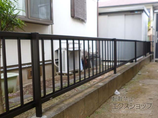 福岡県遠賀郡遠賀町ののフェンス・柵 ミエッタフェンス 防犯たて格子タイプ　自由柱施工 施工例