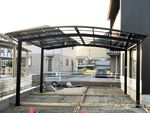 兵庫県たつの市ののカーポート ネスカR (ラウンドスタイル) ワイド 積雪〜20cm対応 施工例