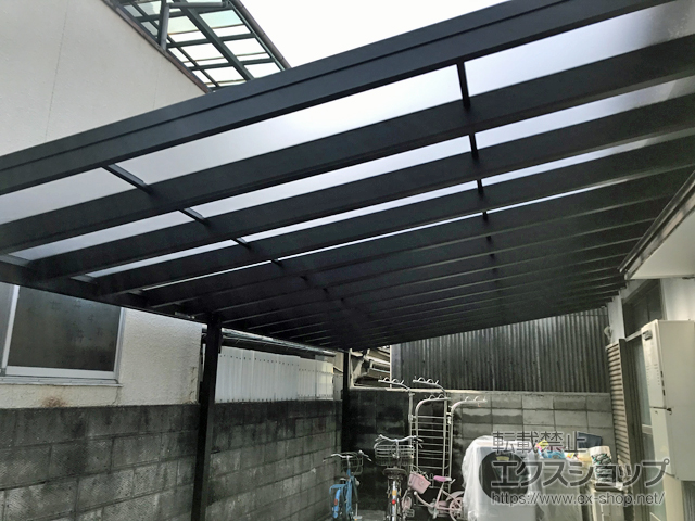 愛媛県今治市ののテラス屋根 ソラリア F型 ビッグサイズ 連棟 積雪〜20cm対応 施工例