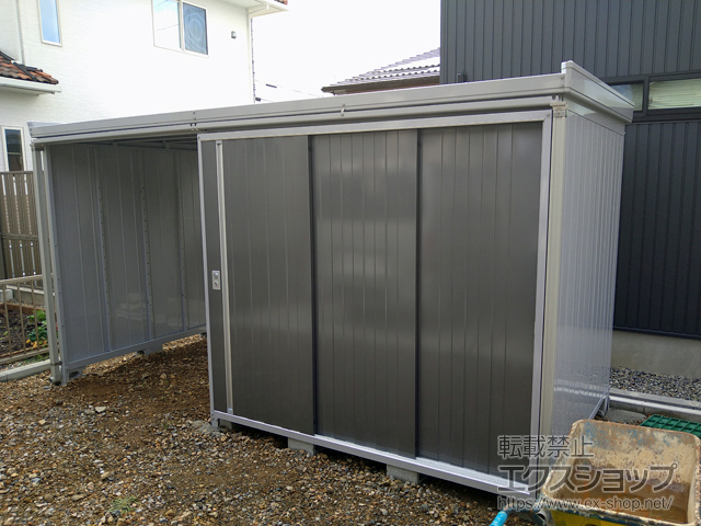 岐阜県安八郡神戸町のの物置・屋外倉庫 ネクスタウィズ 前流れ仕様 一般型 4000×1790×2075 右扉タイプ（NXN-32SK・40S-A） NXN-32SK・40S-A-PG 施工例