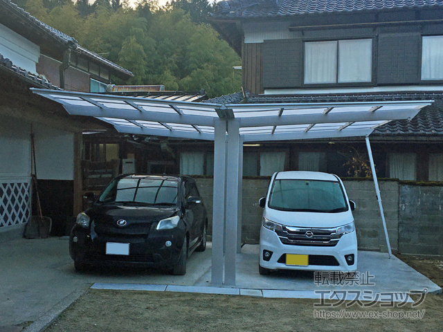 三重県伊賀市ののカーポート フーゴF (フラットスタイル) Y合掌 積雪〜20cm対応 施工例