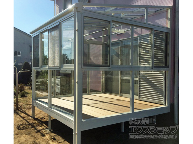 千葉県茂原市ののテラス囲い・サンルーム サニージュ F型 床納まり ランマ無 積雪〜20cm対応 施工例