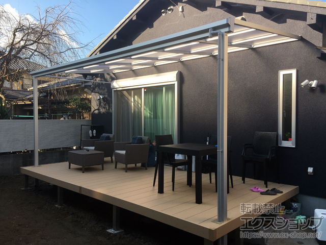 大阪府茨木市ののテラス屋根 ソラリア F型 テラスタイプ 単体 積雪〜20cm対応 施工例