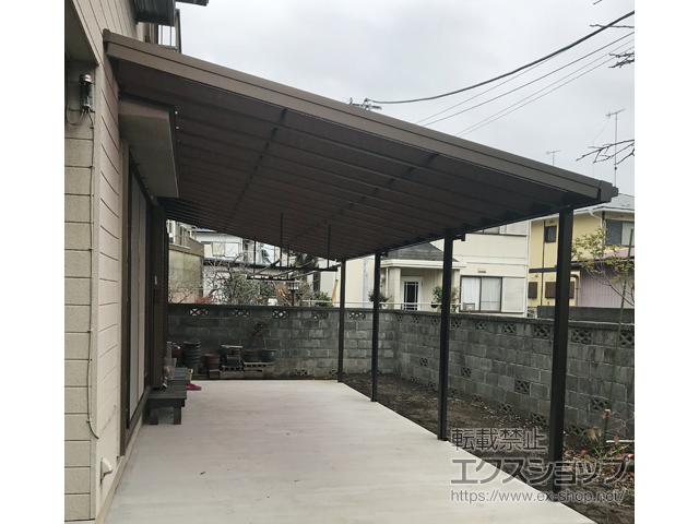 神奈川県高座郡寒川町ののテラス屋根 ソラリア F型 ビッグサイズ 三連棟 積雪〜20cm対応 施工例