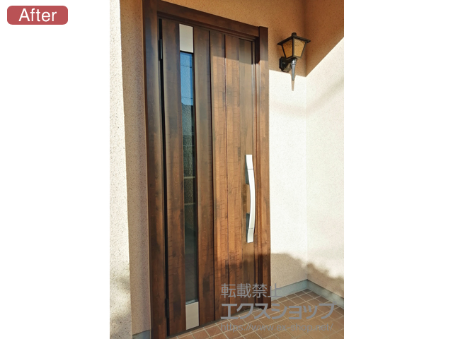 福岡県筑紫野市のLIXIL リクシル（トステム）の玄関ドア リシェント玄関ドア3 断熱K4仕様 片開き仕様(ランマ無)L P77型 ※タッチキー仕様 施工例