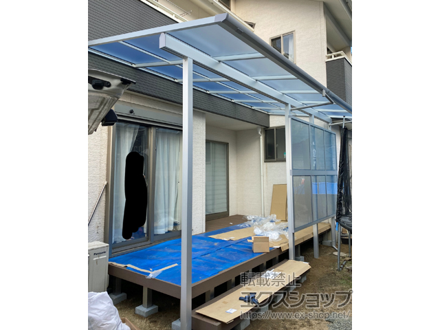 広島県福山市ののテラス屋根 ソラリア F型 テラスタイプ 連棟 積雪〜20cm対応 施工例