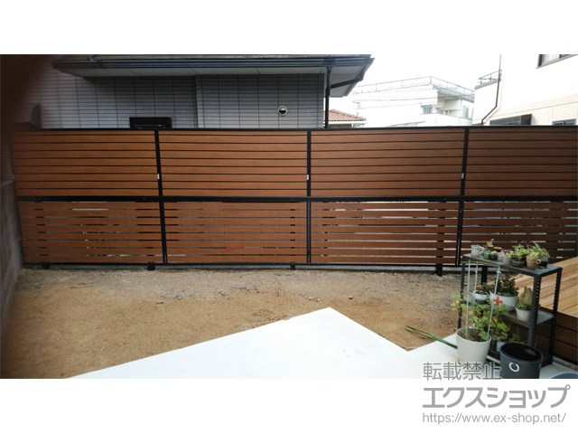 愛媛県松山市ののフェンス・柵 モクアルフェンス 2段支柱 自立建て用（パネル2段） 施工例