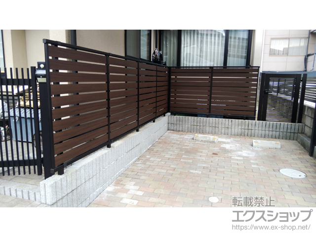 広島県広島市ののフェンス・柵 ルシアスフェンスF04型 横板 木目カラー 施工例