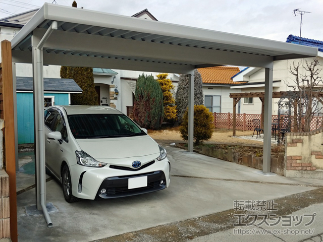 長野県松本市ののカーポート ジーポートneo 積雪100cmAタイプ 2台用 4本角柱 施工例