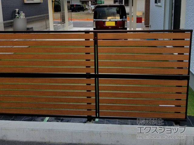 大分県日田市ののフェンス・柵 モクアルフェンス 横板タイプ 2段支柱 自立建て用 施工例