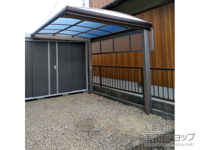 三重県鈴鹿市ののサイクルポート・駐輪場 フーゴAプラスミニ (アーチスタイル) 木調色 積雪〜20cm対応 施工例