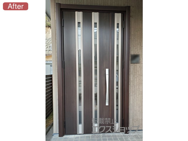 福岡県那珂川市のLIXIL リクシル（トステム）の玄関ドア リシェント玄関ドア3 断熱K4仕様 親子仕様(ランマ無)L M24型 ※タッチキー仕様(リモコンタイプ) 施工例