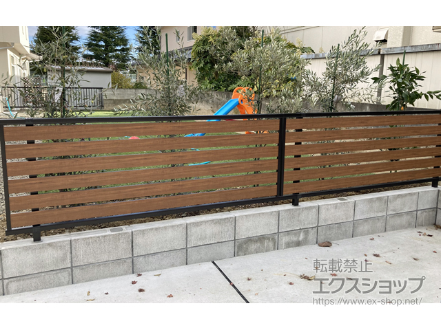 宮城県仙台市ののフェンス・柵 モクアルフェンス 横板タイプ・自由柱施工 施工例