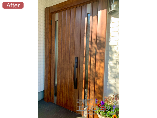 東京都杉並区のLIXIL リクシル（トステム）の玄関ドア リシェント玄関ドア3 断熱K4仕様 親子仕様(ランマ無)L P77型 ※タッチキー仕様(リモコンタイプ) 施工例