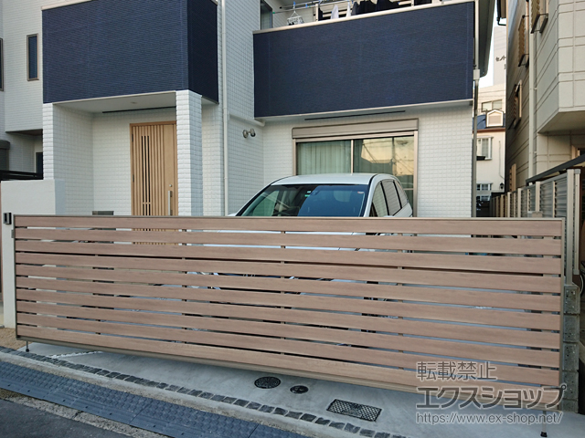 兵庫県神戸市ののカーゲート 【特注】ワイドオーバードアS5型 マテリアルカラー 電動式 施工例