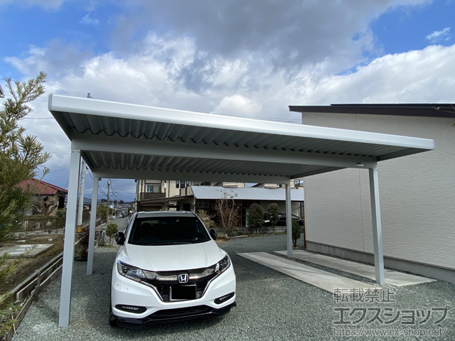 熊本県菊池市ののカーポート レオンポートneo 2台用 角柱4本柱 積雪〜50cm対応 施工例