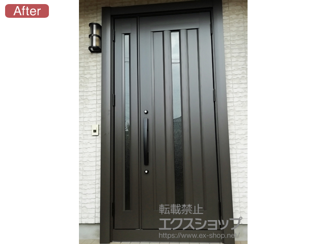 千葉県旭市のLIXIL リクシル（トステム）の玄関ドア リシェント玄関ドア3 アルミ仕様 親子仕様(ランマ無)R C12N型 ※手動仕様 施工例