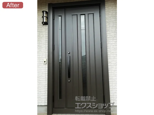 千葉県旭市のLIXIL リクシル(トステム)の玄関ドア リシェント玄関ドア3 アルミ仕様 親子仕様(ランマ無)R C12N型 ※手動仕様 施工例