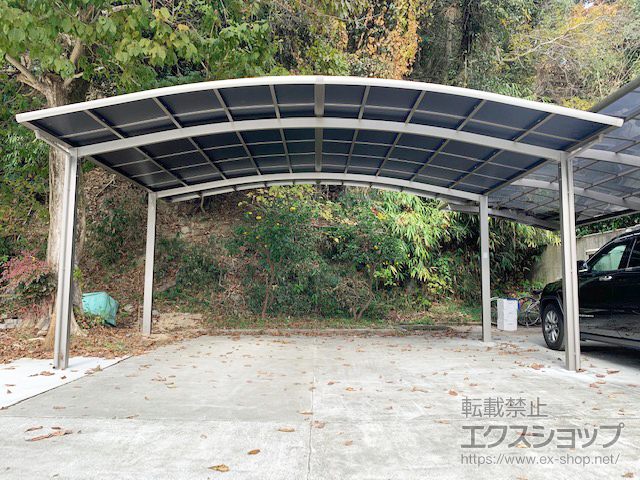 広島県竹原市ののカーポート ネスカR (ラウンドスタイル) ワイド 積雪〜20cm対応 施工例