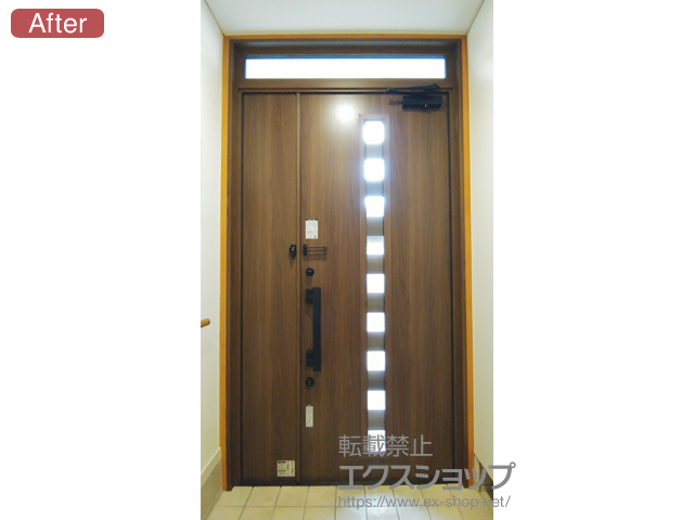 神奈川県横浜市のLIXIL リクシル（トステム）の玄関ドア リシェント玄関ドア3 断熱K4仕様 親子仕様(ランマ付)L M28型 施工例