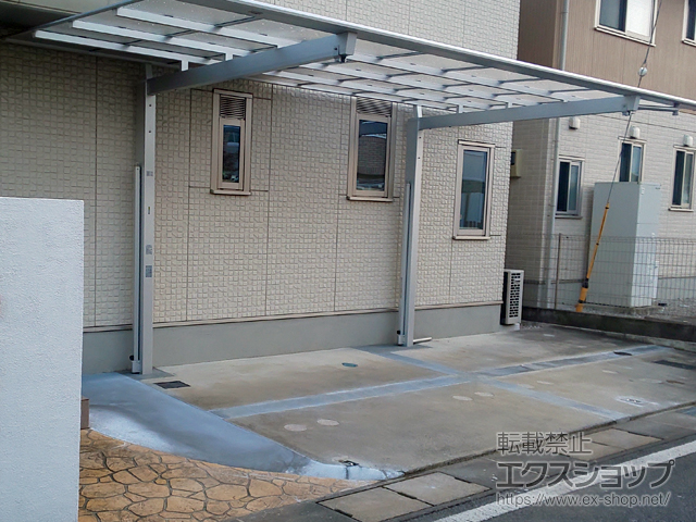 山梨県中巨摩郡昭和町ののカーポート ニューマイリッシュ 逆勾配 前下がり  積雪〜20cm対応 施工例