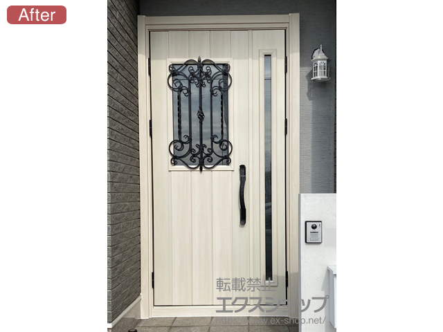 大阪府堺市のの玄関ドア ドアリモ玄関ドア E11N型（通風無）断熱D4仕様 ランマ無 親子仕様（左勝手）*スマートコントロールキー（電池式ポケットKey仕様） 施工例