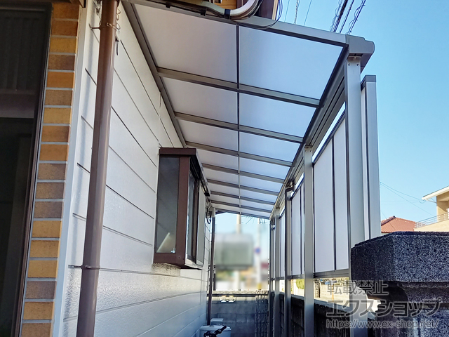 徳島県吉野川市ののテラス屋根 スピーネ F型 テラスタイプ 連棟 積雪〜20cm対応 施工例