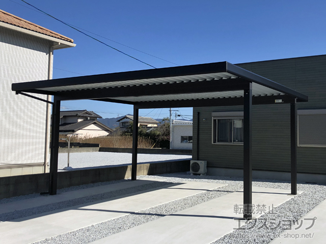 福岡県鞍手郡鞍手町ののカーポート レオンポートneo 2台用 角柱4本柱 積雪〜50cm対応 施工例