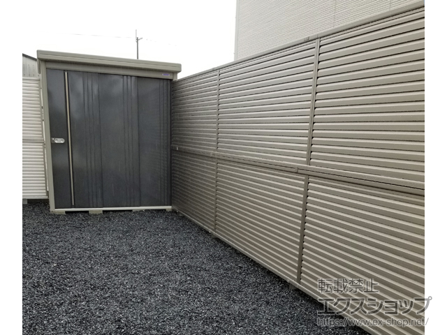 滋賀県近江八幡市ののフェンス・柵 ミエーネフェンス 目隠しルーバータイプ 2段支柱 自立建て用(パネル2段) 施工例