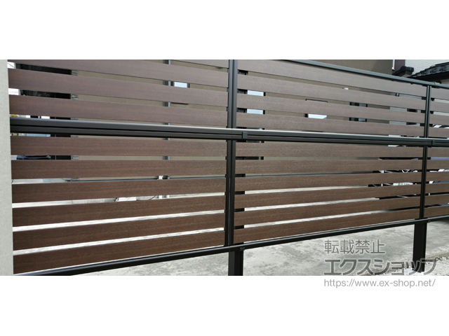 石川県金沢市ののフェンス・柵 モクアルフェンス 横板タイプ 2段支柱 自立建て用 施工例