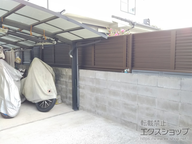 岡山県玉野市ののフェンス・柵 ミエーネフェンス 目隠しルーバータイプ　自由柱施工 施工例
