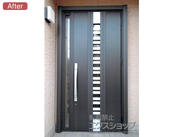 兵庫県神戸市のLIXIL リクシル（トステム）の玄関ドア リシェント玄関ドア3 断熱K4仕様 片袖仕様(ランマ無)R G82型 ※タッチキー仕様(キー付リモコン) 施工例